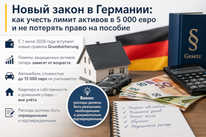 Лимиты имущества для Grundsicherung с 1 июля 2026 года